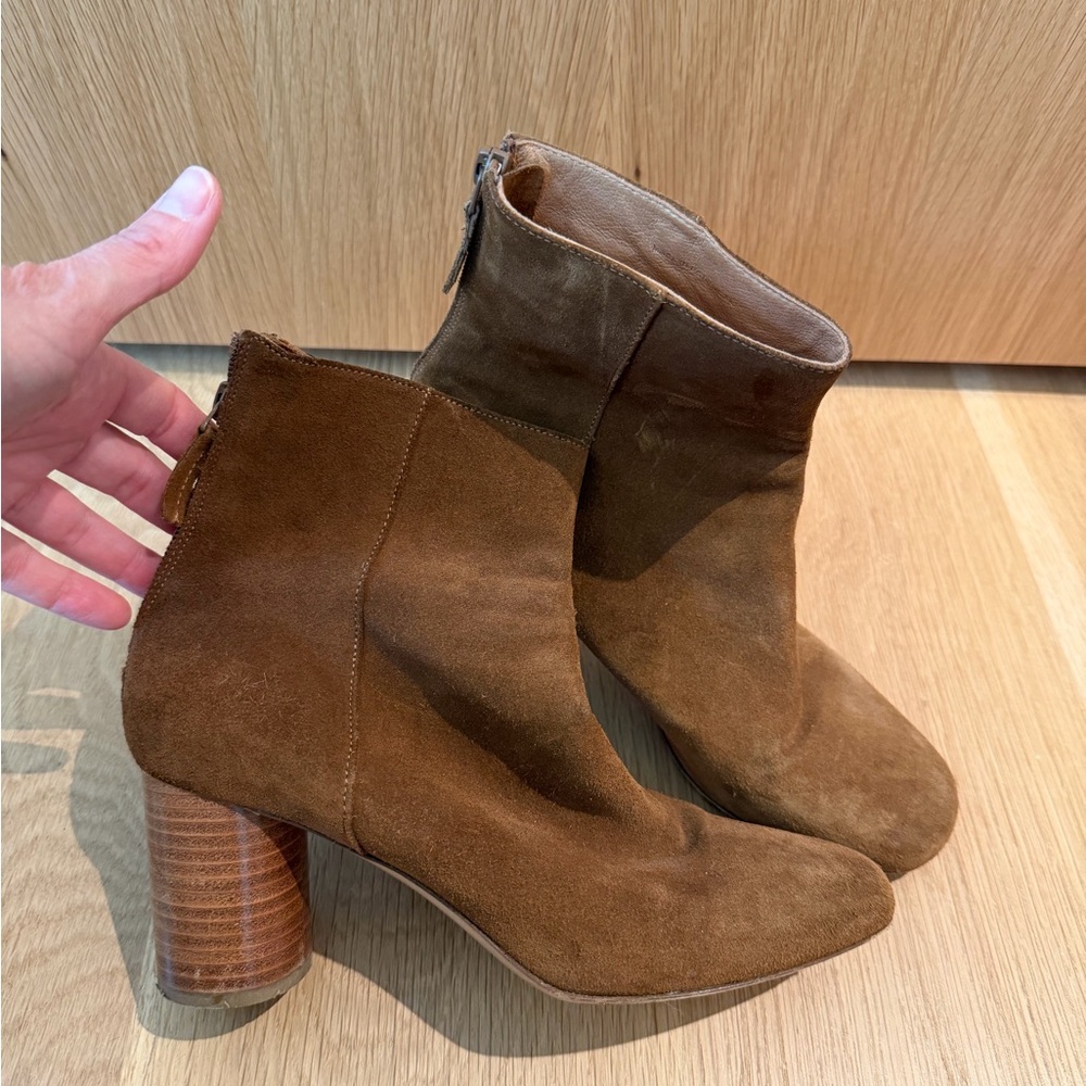 Sandro Cognac Suede Ankle Booties